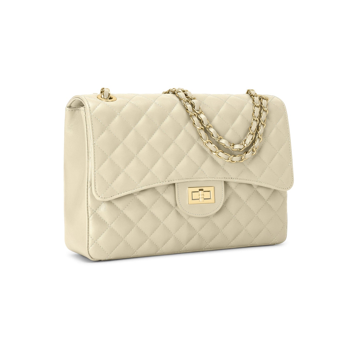 Borsa Donna a Spalla Beige, in Vera Pelle, Made In Italy, Vivienne