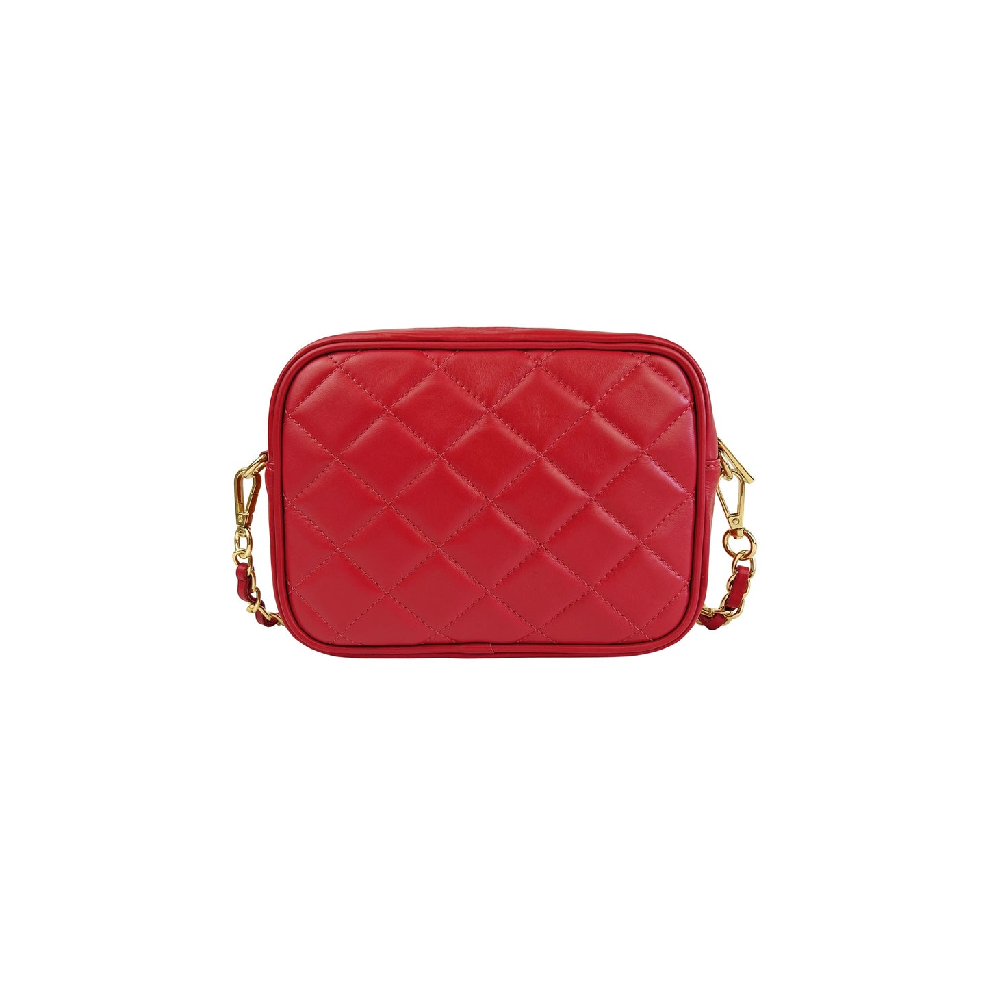 Borsa Donna a Tracolla Trapuntata Rossa, In Vera Pelle, Made in Italy, Nora