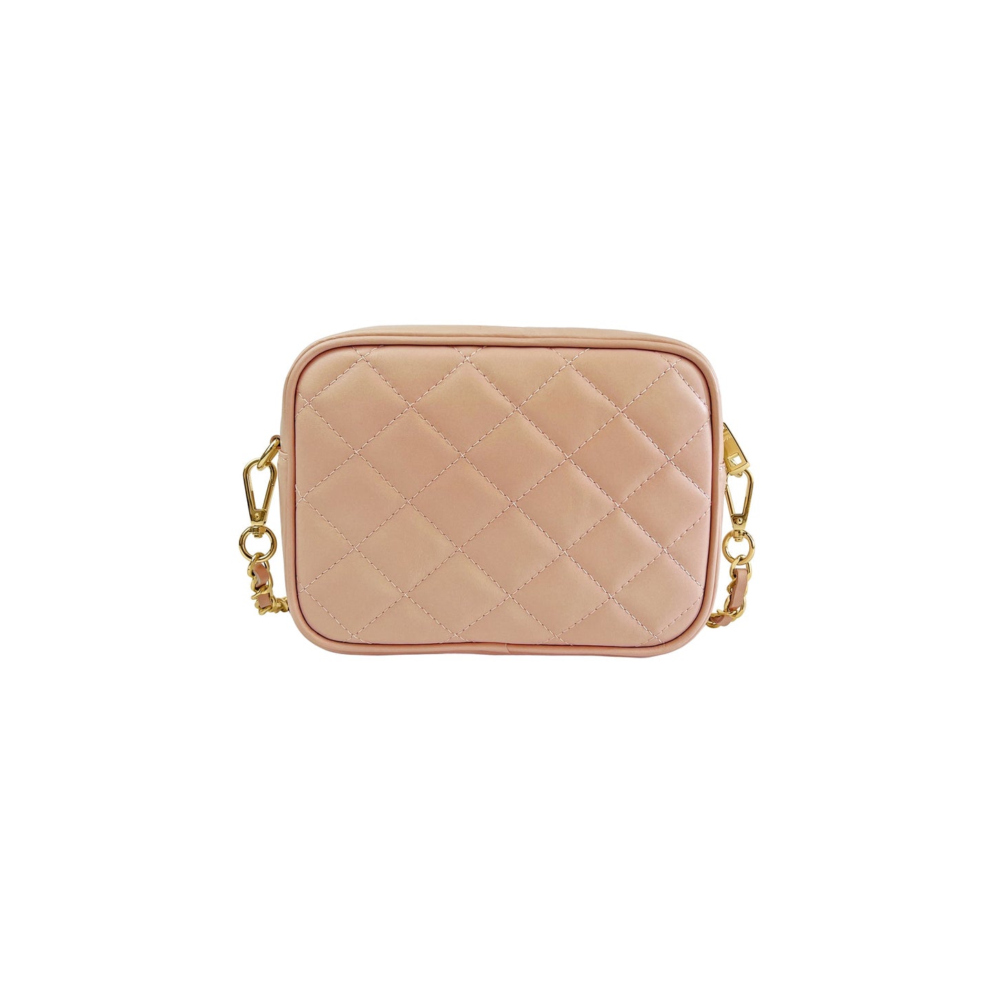 Borsa Donna a Tracolla Trapuntata Rosa, In Vera Pelle, Made in Italy, Nora