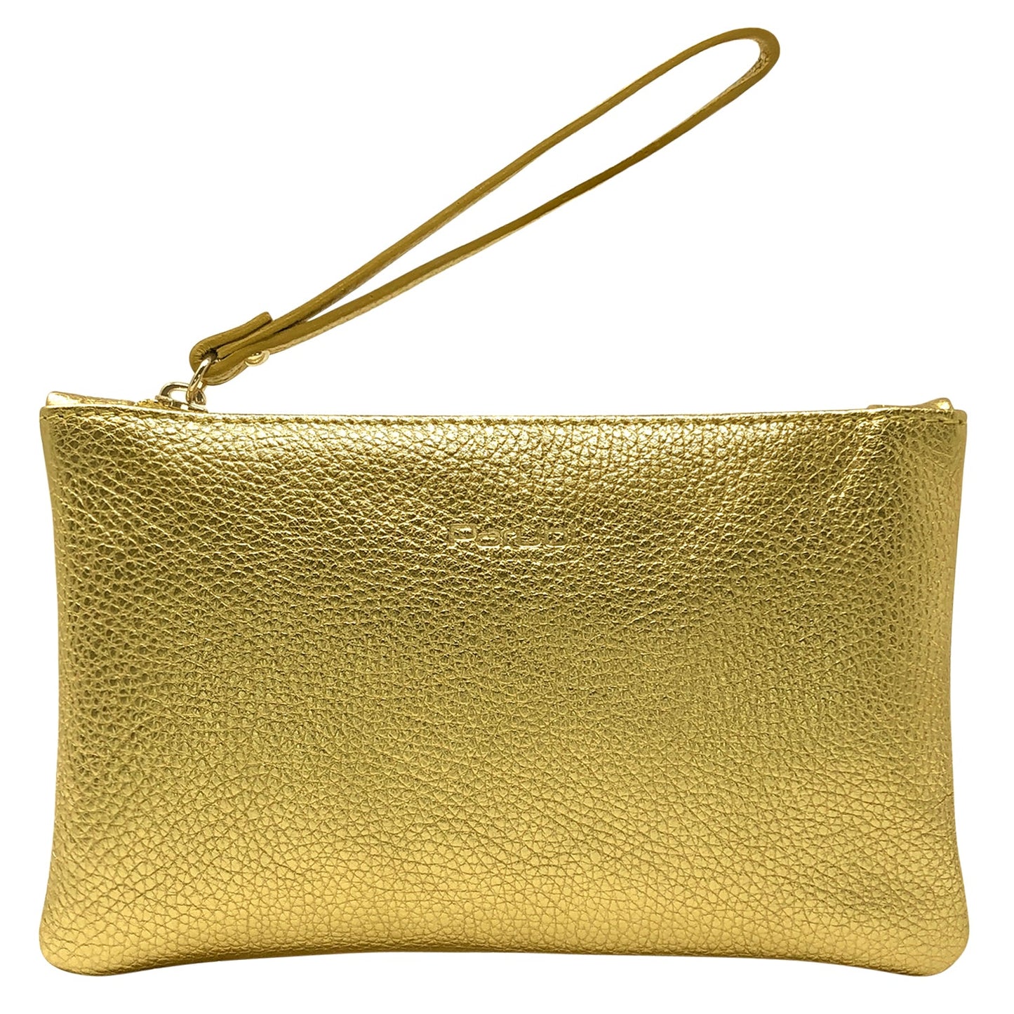 Pochette Donna a Mano, In Vera Pelle Laminata, Made in Italy, Modello Aura