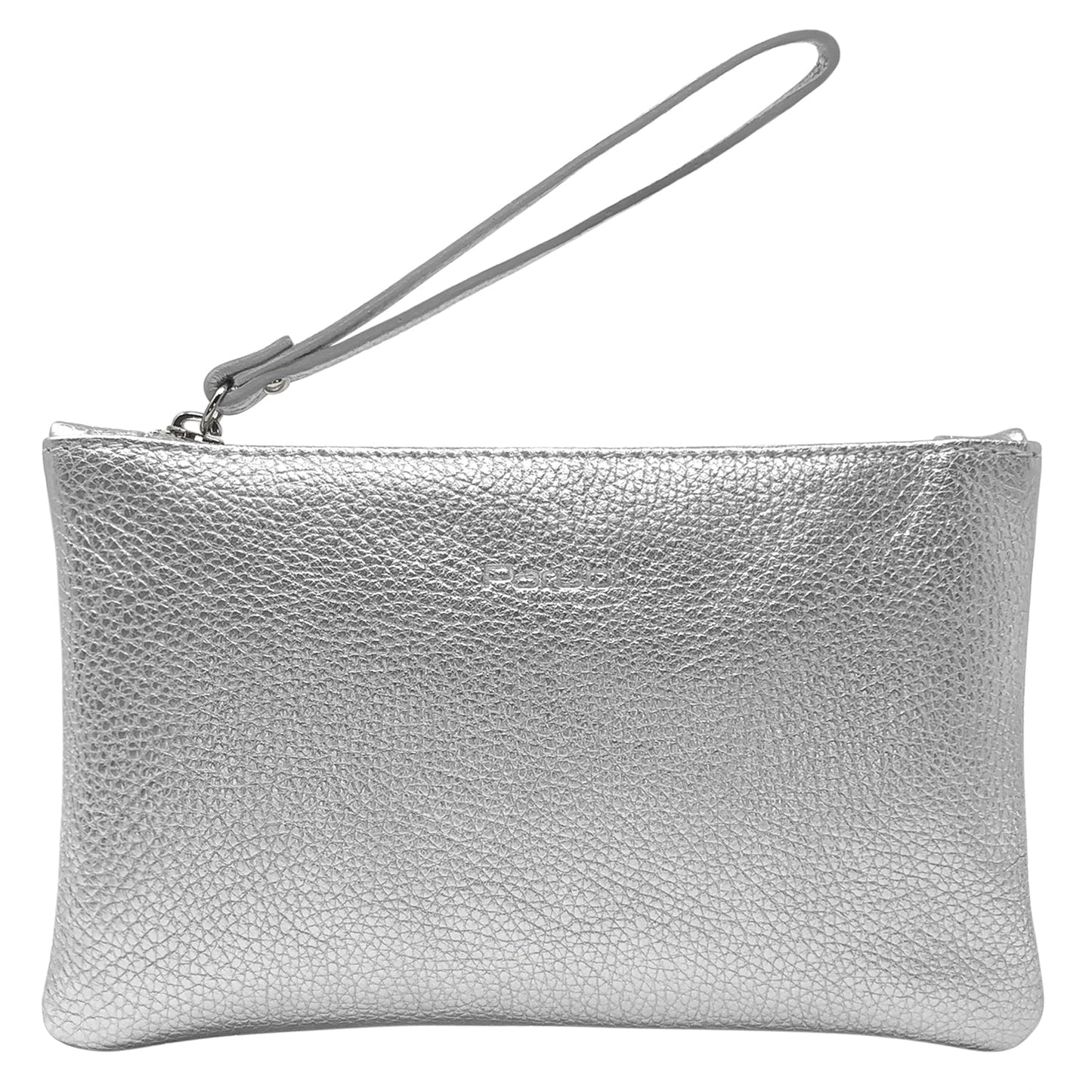 Pochette Donna a Mano, In Vera Pelle Laminata, Made in Italy, Modello Aura