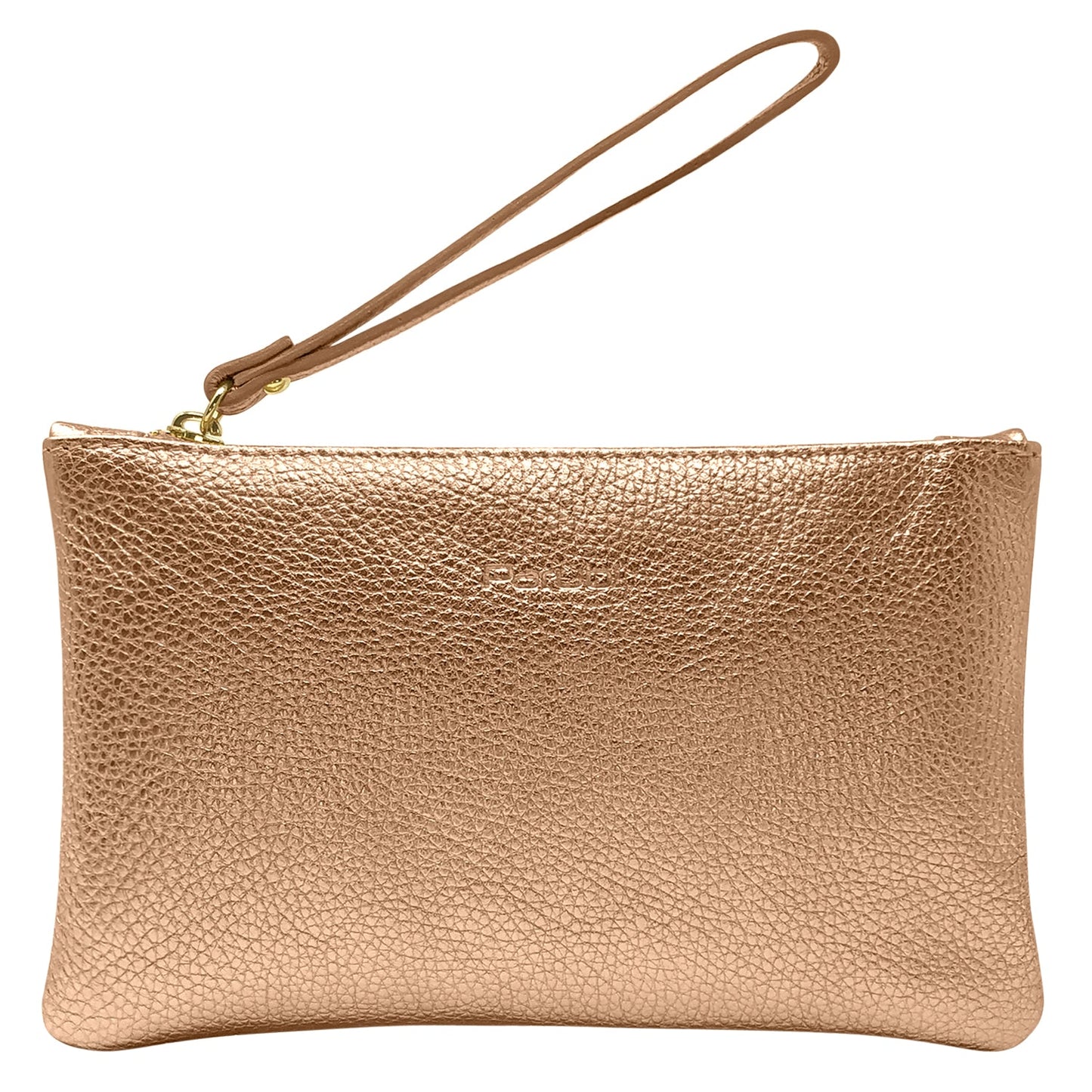 Pochette Donna a Mano, In Vera Pelle Laminata, Made in Italy, Modello Aura