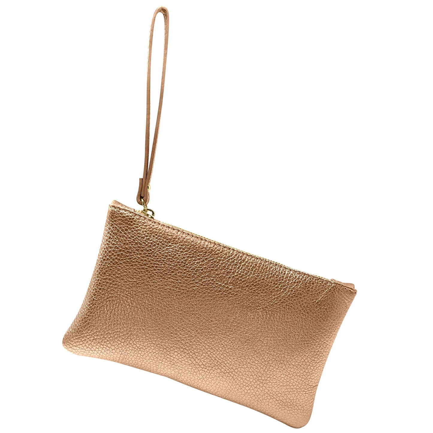 Pochette Donna a Mano, In Vera Pelle Laminata, Made in Italy, Modello Aura