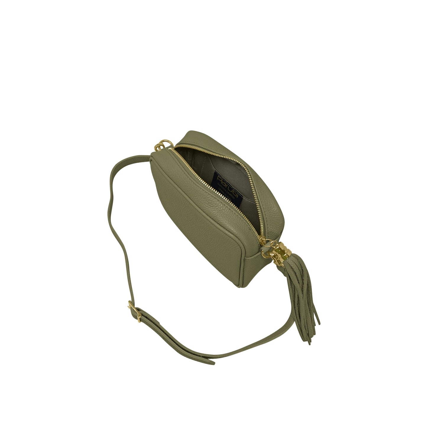 Borsa Donna a Tracolla Verde Militare, In Vera Pelle, Made in Italy, Anastasia