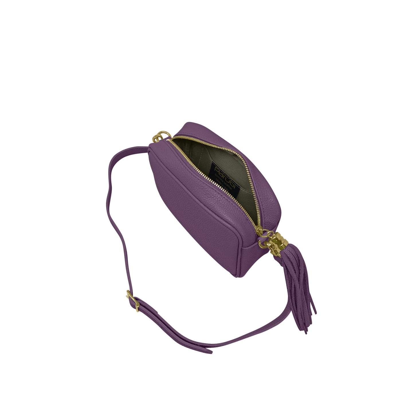 Borsa Donna a Tracolla Viola, In Vera Pelle, Made in Italy, Anastasia