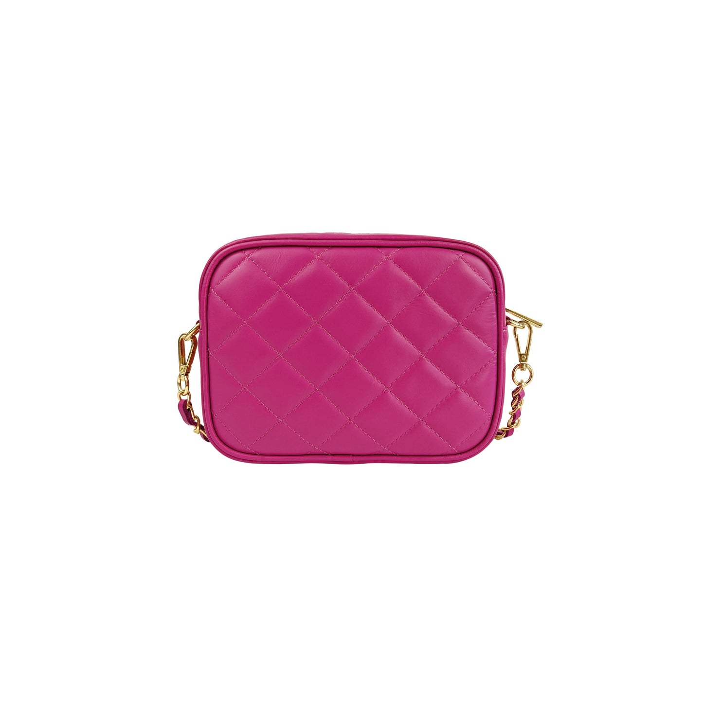 Borsa Donna a Tracolla Trapuntata Fucsia, In Vera Pelle, Made in Italy, Nora