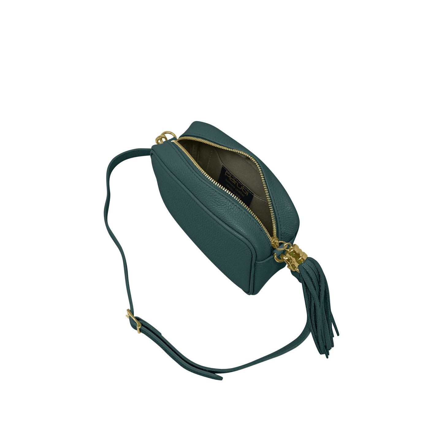 Borsa Donna a Tracolla Verde Petrolio, In Vera Pelle, Made in Italy, Anastasia