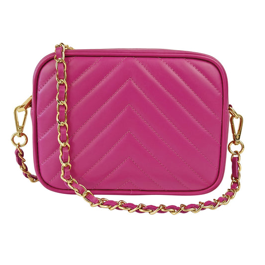 Borsa Donna a Tracolla, In Vera Pelle Trapuntata, Made in Italy, Modello Lola