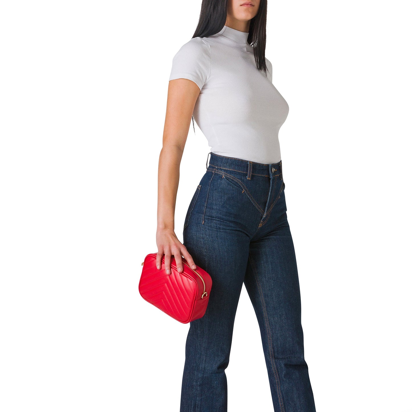 Borsa Donna a Tracolla, In Vera Pelle Trapuntata, Made in Italy, Modello Lola