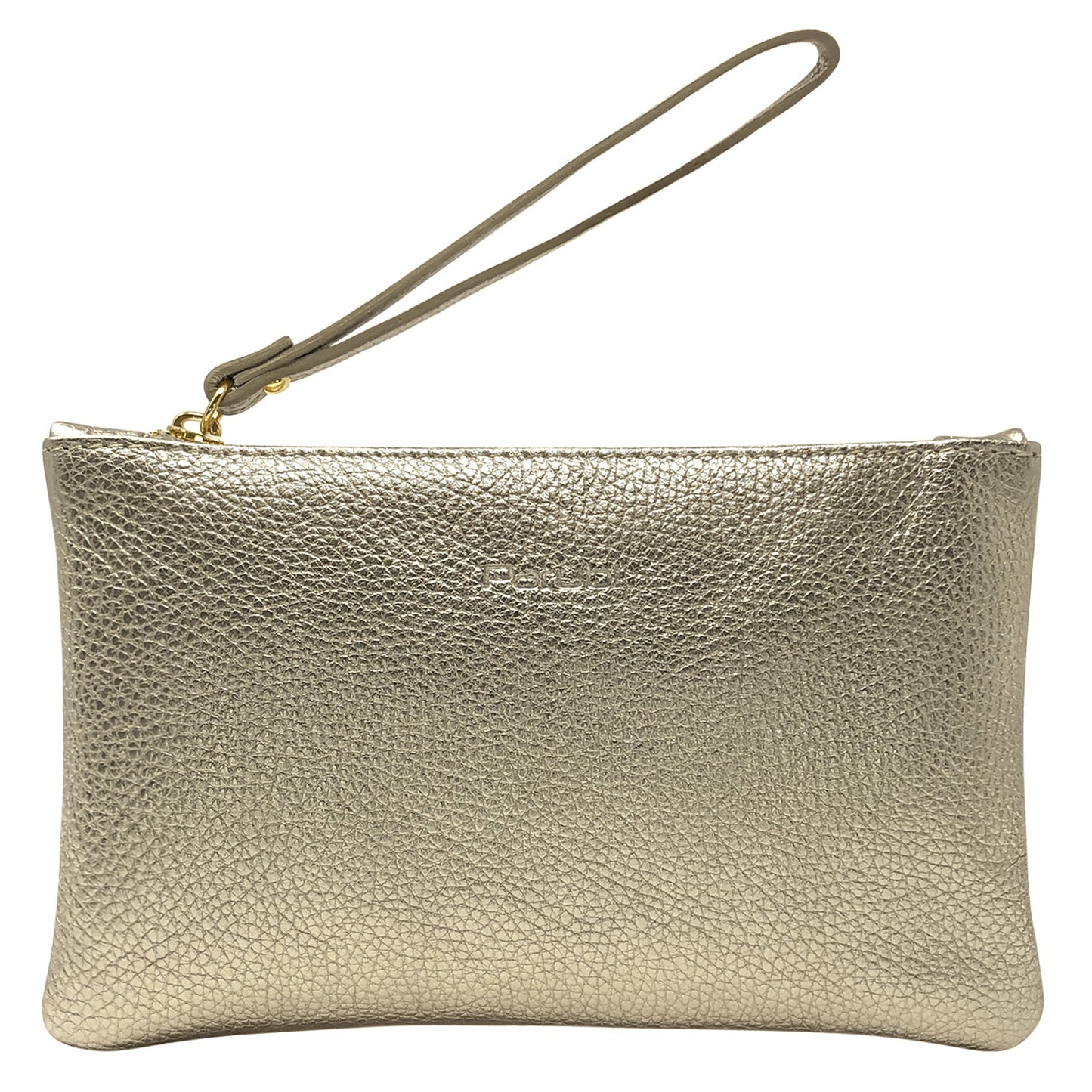 Pochette Donna a Mano, In Vera Pelle Laminata, Made in Italy, Modello Aura