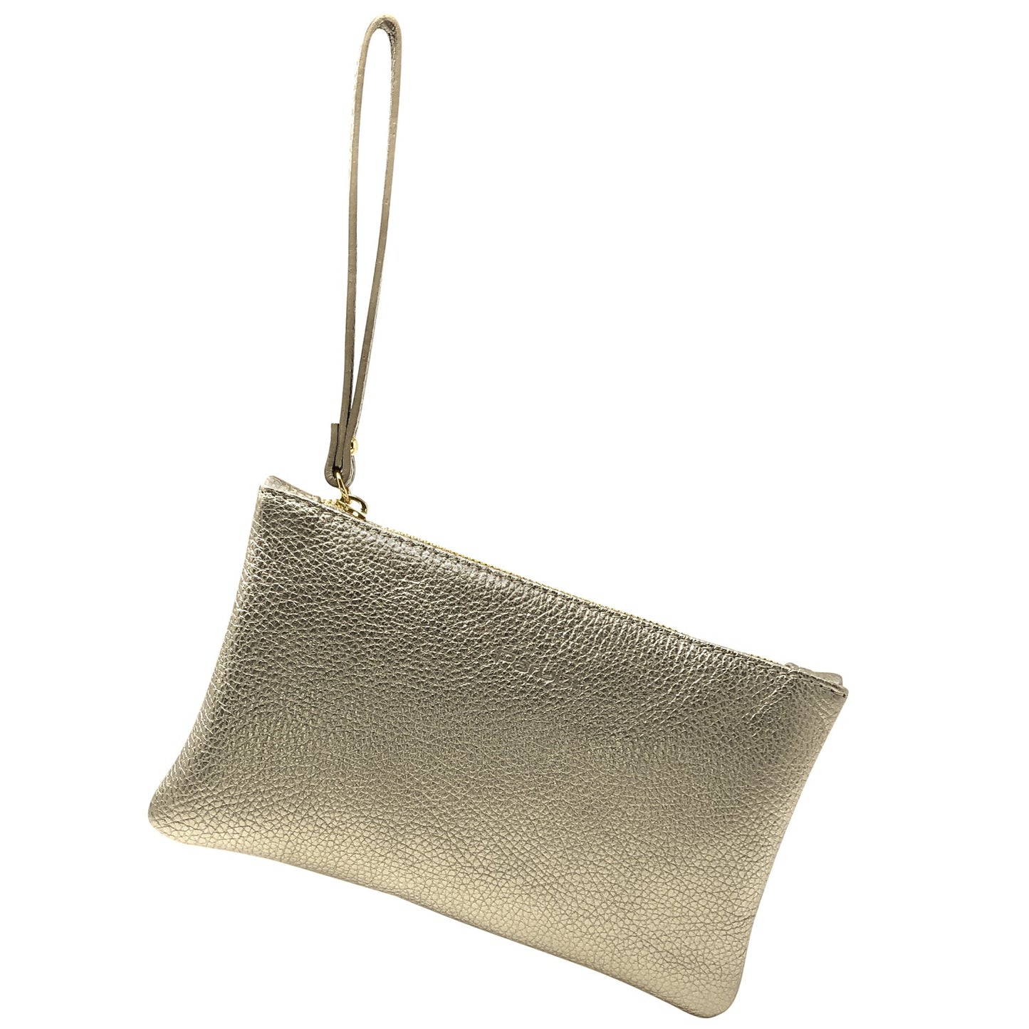 Pochette Donna a Mano, In Vera Pelle Laminata, Made in Italy, Modello Aura