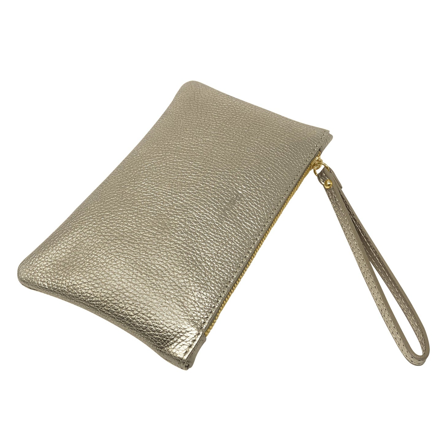 Pochette Donna a Mano, In Vera Pelle Laminata, Made in Italy, Modello Aura