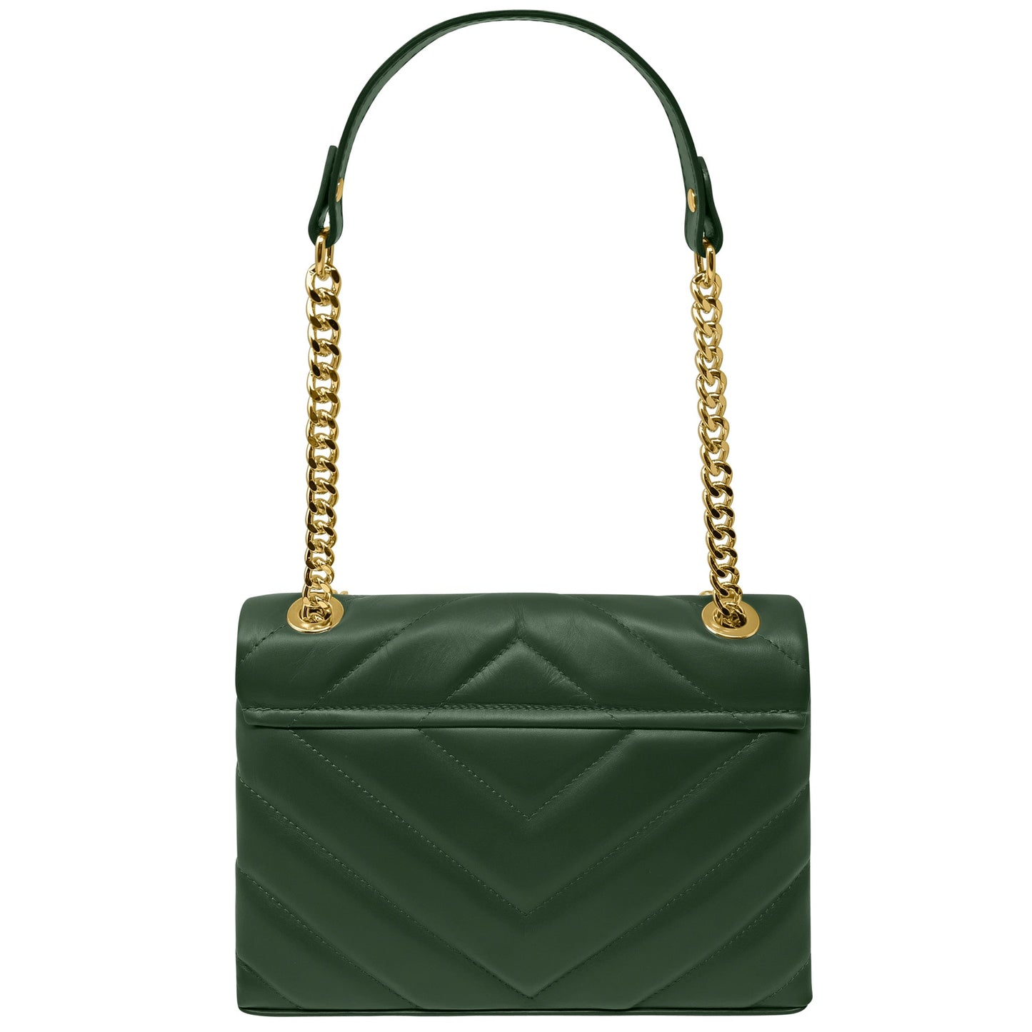 Borsa Donna a Spalla e Tracolla Verde, In Vera Pelle, Made in Italy, Elda