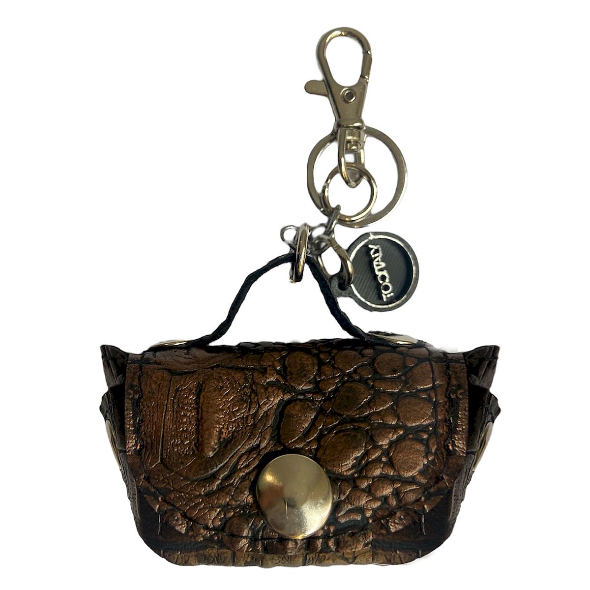 Micro bag cocco marrone - micro borsa Portachiavi Charm in PVC