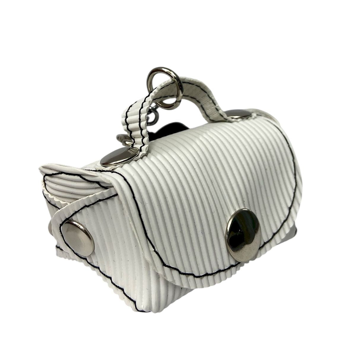 Micro bag bianco rigatino - micro borsa Portachiavi Charm in PVC