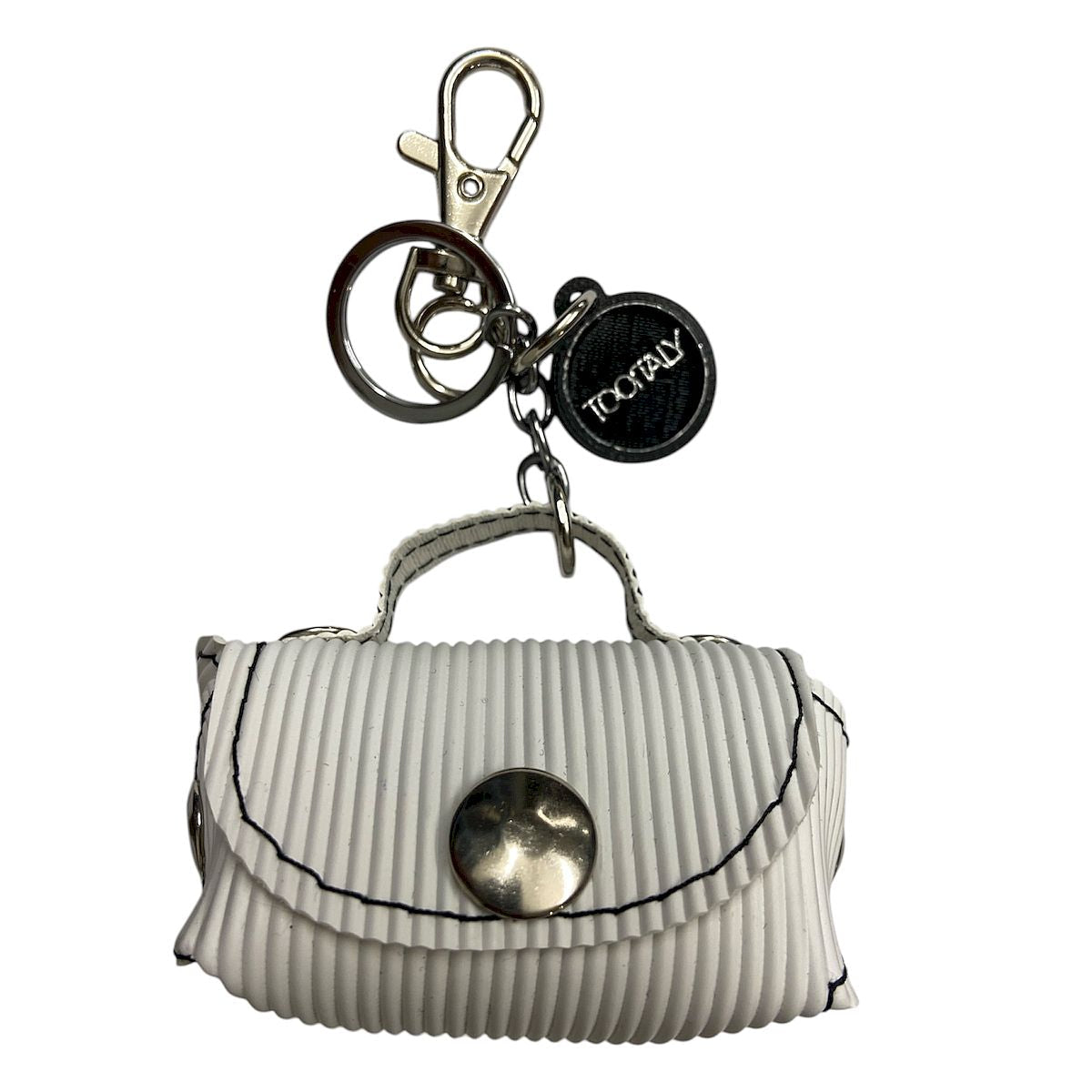 Micro bag bianco rigatino - micro borsa Portachiavi Charm in PVC
