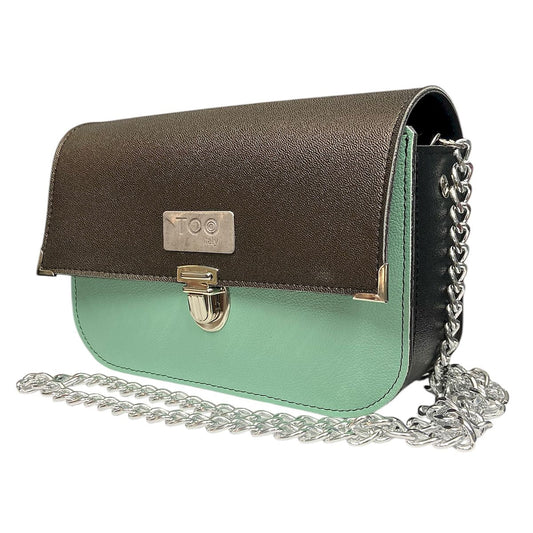 Chicca Maxi Acquamarina - Borsa donna a tracolla in pelle artificiale