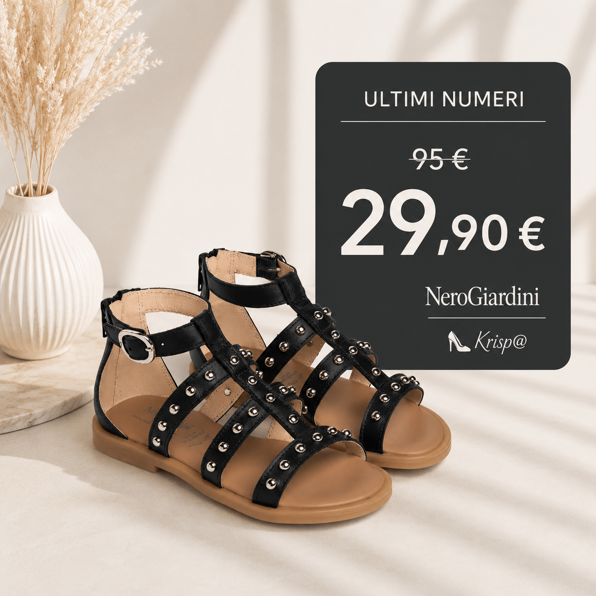 NeroGiardini E332640F Sandali Teens da Ragazza in Pelle Nero