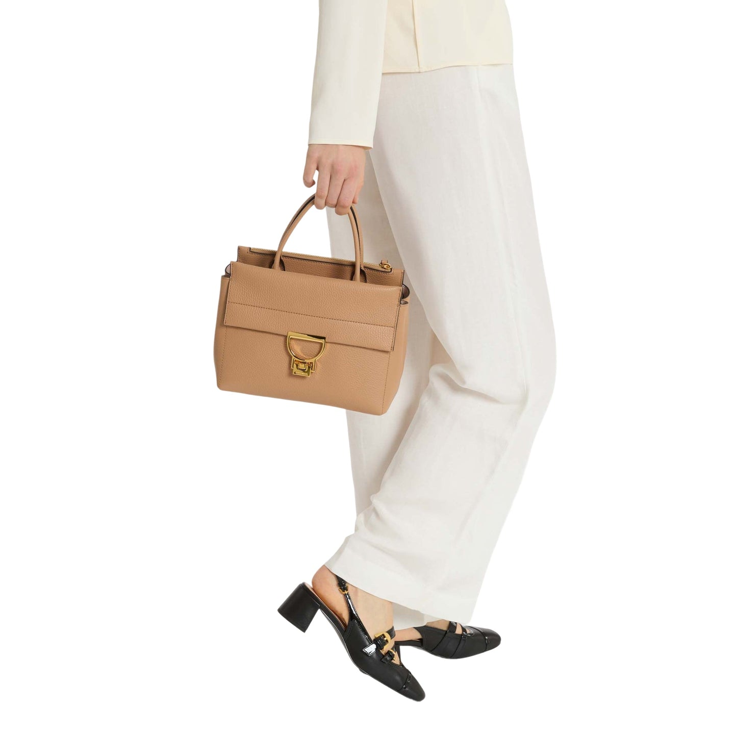 COCCINELLE Borsa Donna a Mano con Tracolla Marrone, In Vera Pelle, Arlettis Medium