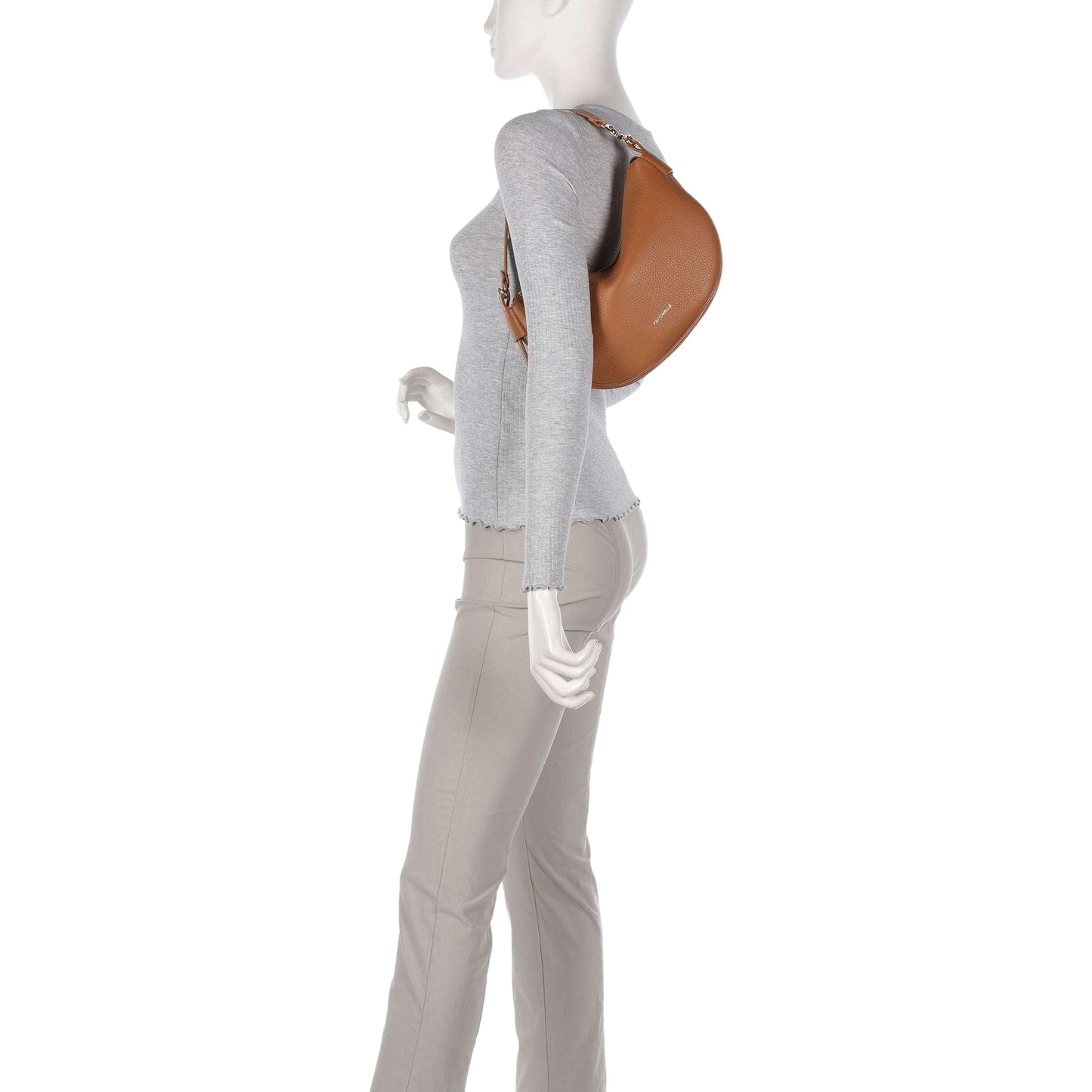 COCCINELLE Borsa Donna a Spalla Marrone con Tracolla, In Vera Pelle, C-Easy