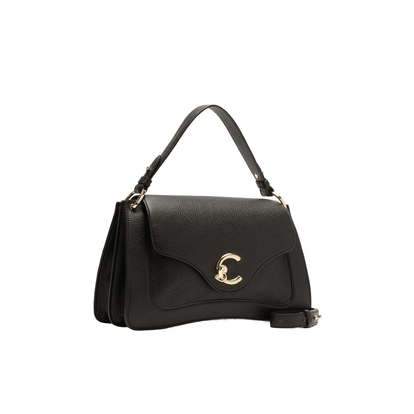 COCCINELLE Borsa Donna a Mano Nera con Tracolla, In Vera Pelle, C-Me Medium