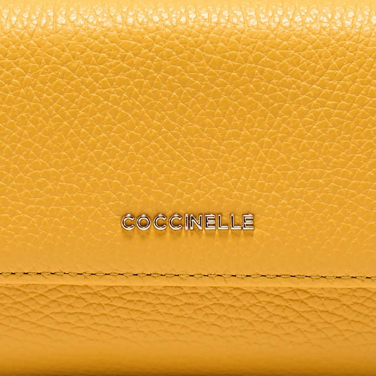 COCCINELLE Portafoglio Donna Medio Giallo, In Vera Pelle, Metallic Soft Medium