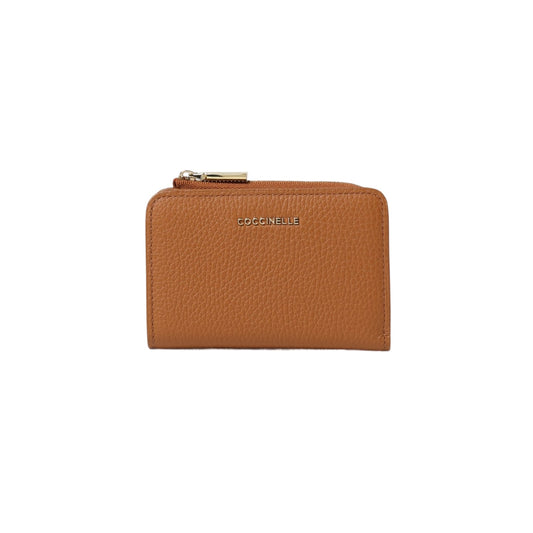 COCCINELLE Portafoglio Donna Piccolo Marrone, In Vera Pelle, Metallic Soft Small