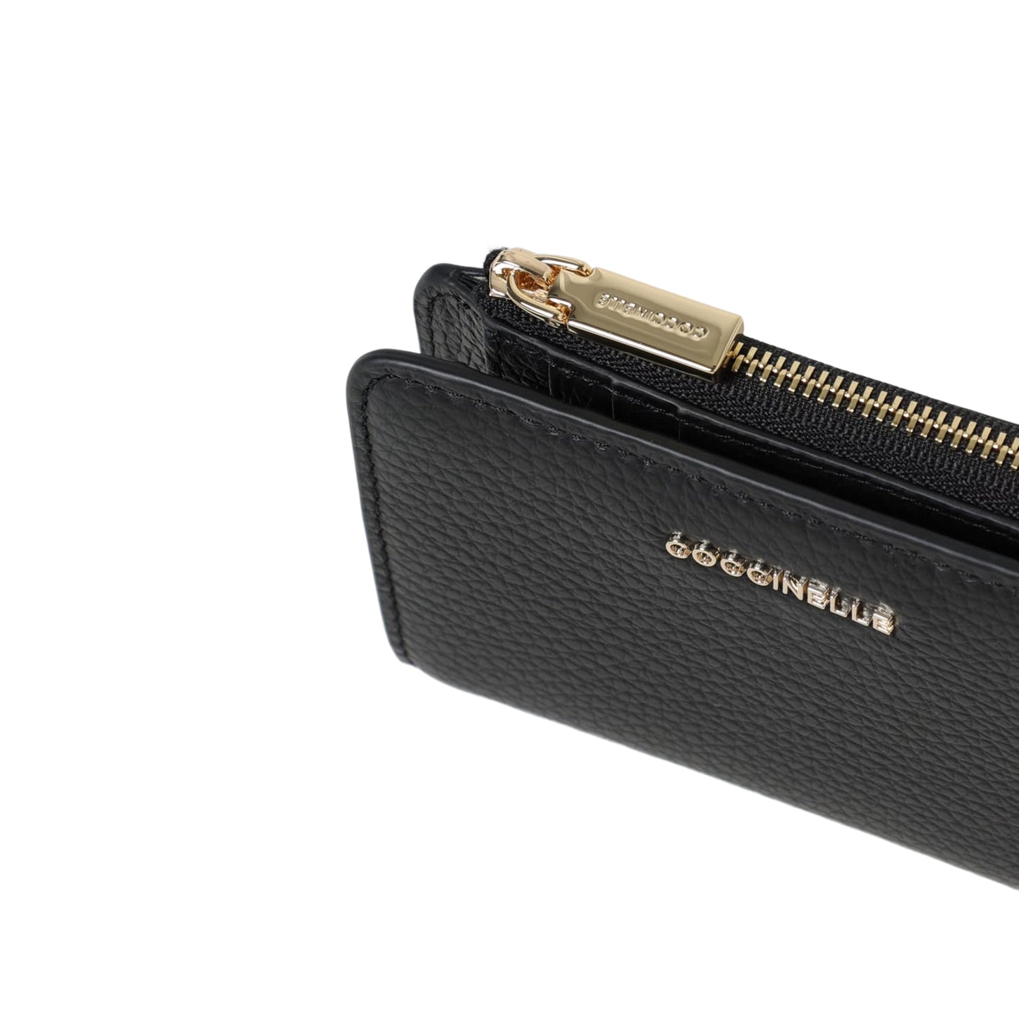 COCCINELLE Portafoglio Donna Piccolo Nero, In Vera Pelle, Metallic Soft Small