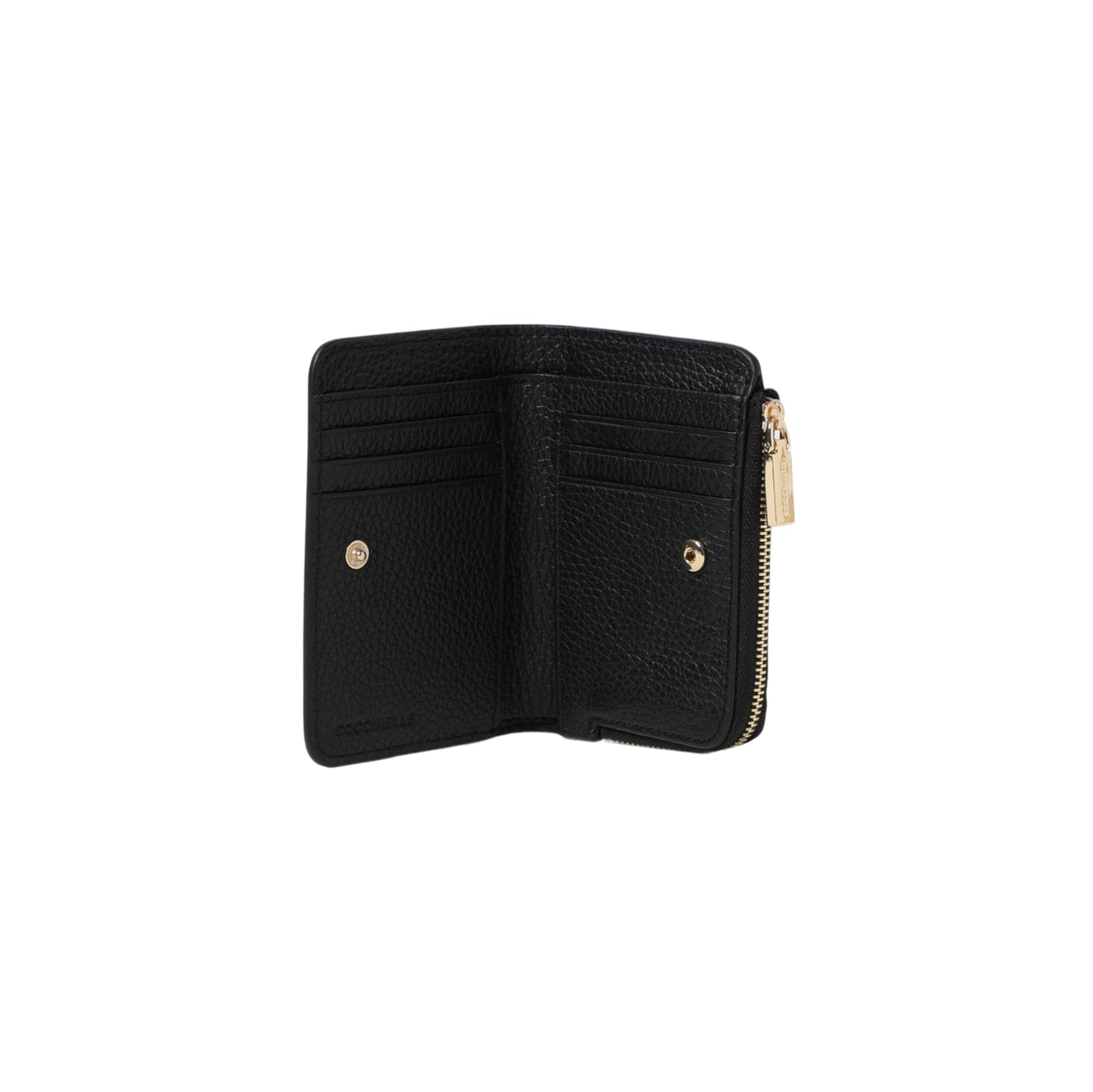 COCCINELLE Portafoglio Donna Piccolo Nero, In Vera Pelle, Metallic Soft Small