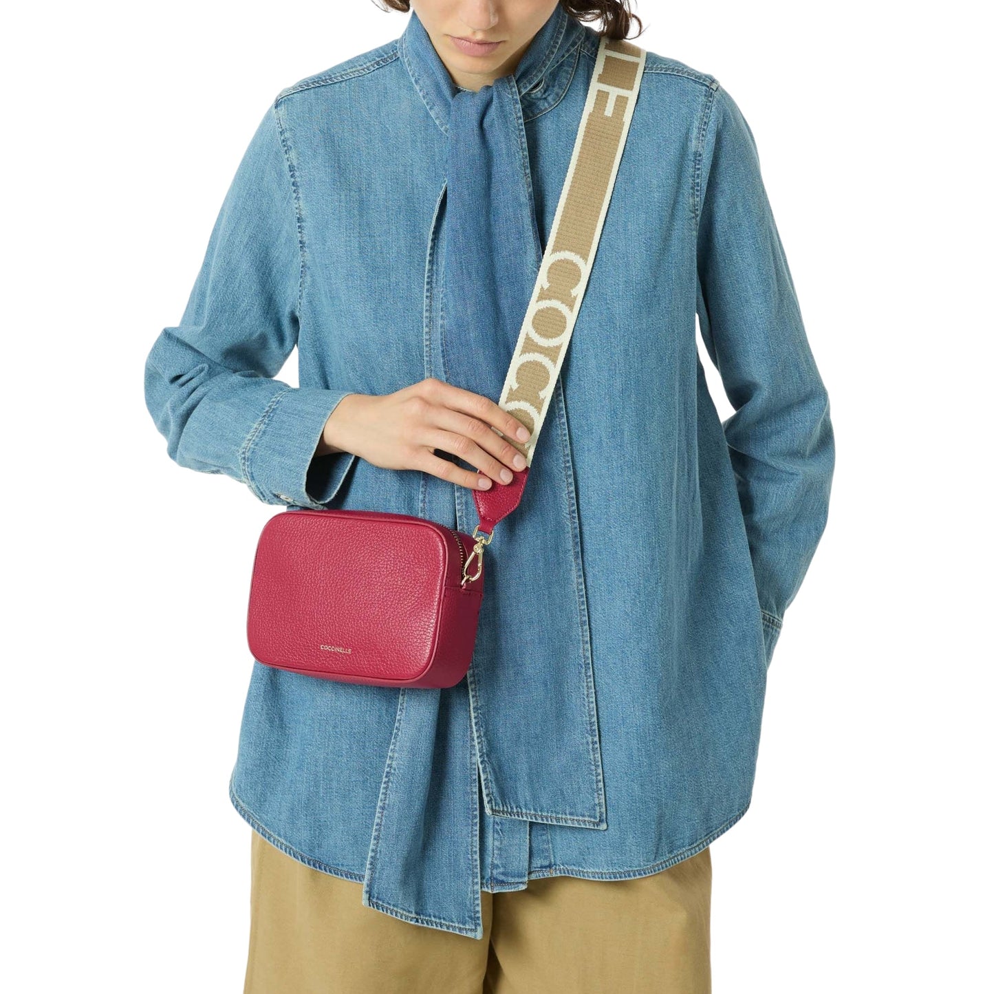 COCCINELLE Borsa Donna a Tracolla Rossa, In Vera Pelle, Tebe Mini