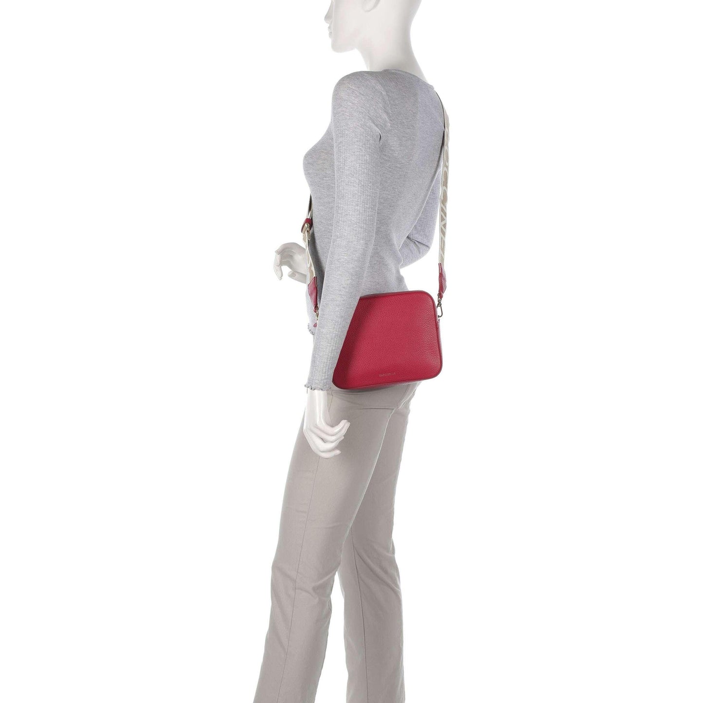 COCCINELLE Borsa Donna a Tracolla Rossa, In Vera Pelle, Tebe Large