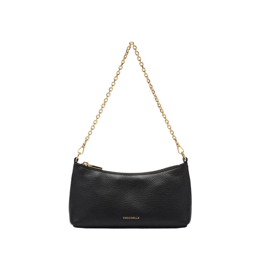 COCCINELLE Borsa Donna Nera con Catena e Tracolla Regolabile, In Vera Pelle, Aura