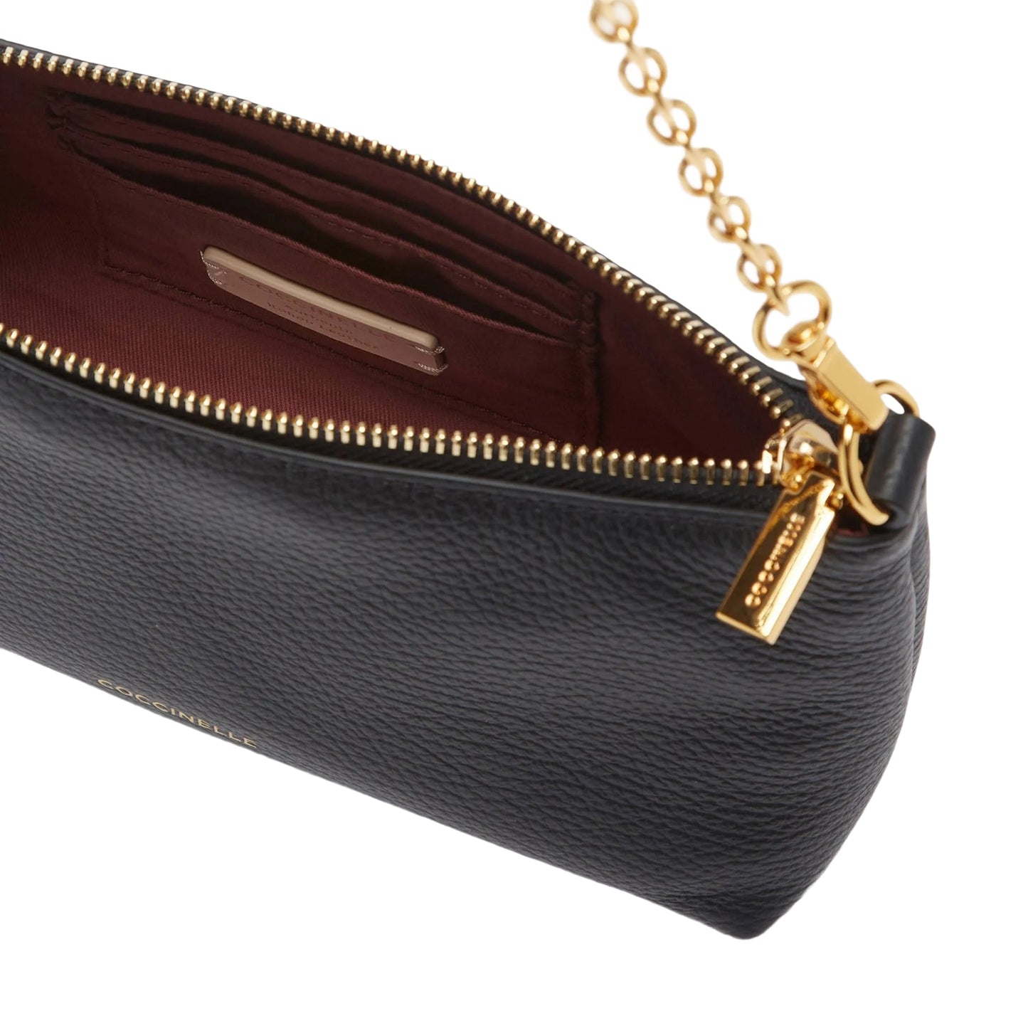 COCCINELLE Borsa Donna Nera con Catena e Tracolla Regolabile, In Vera Pelle, Aura