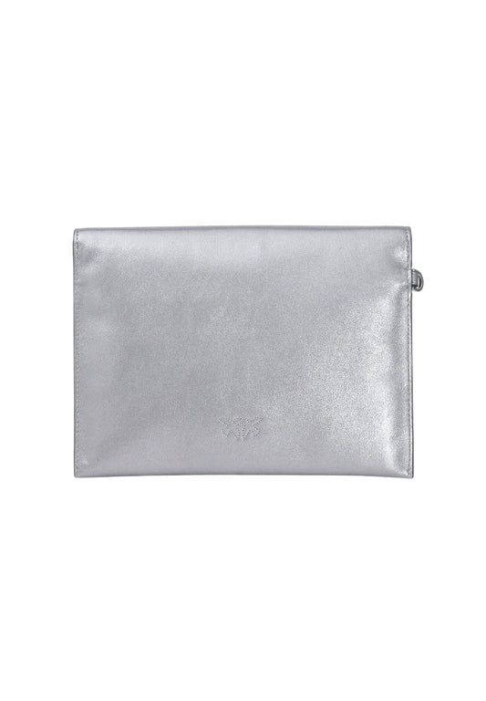 Pinko pochette Flat Purse in pelle argento