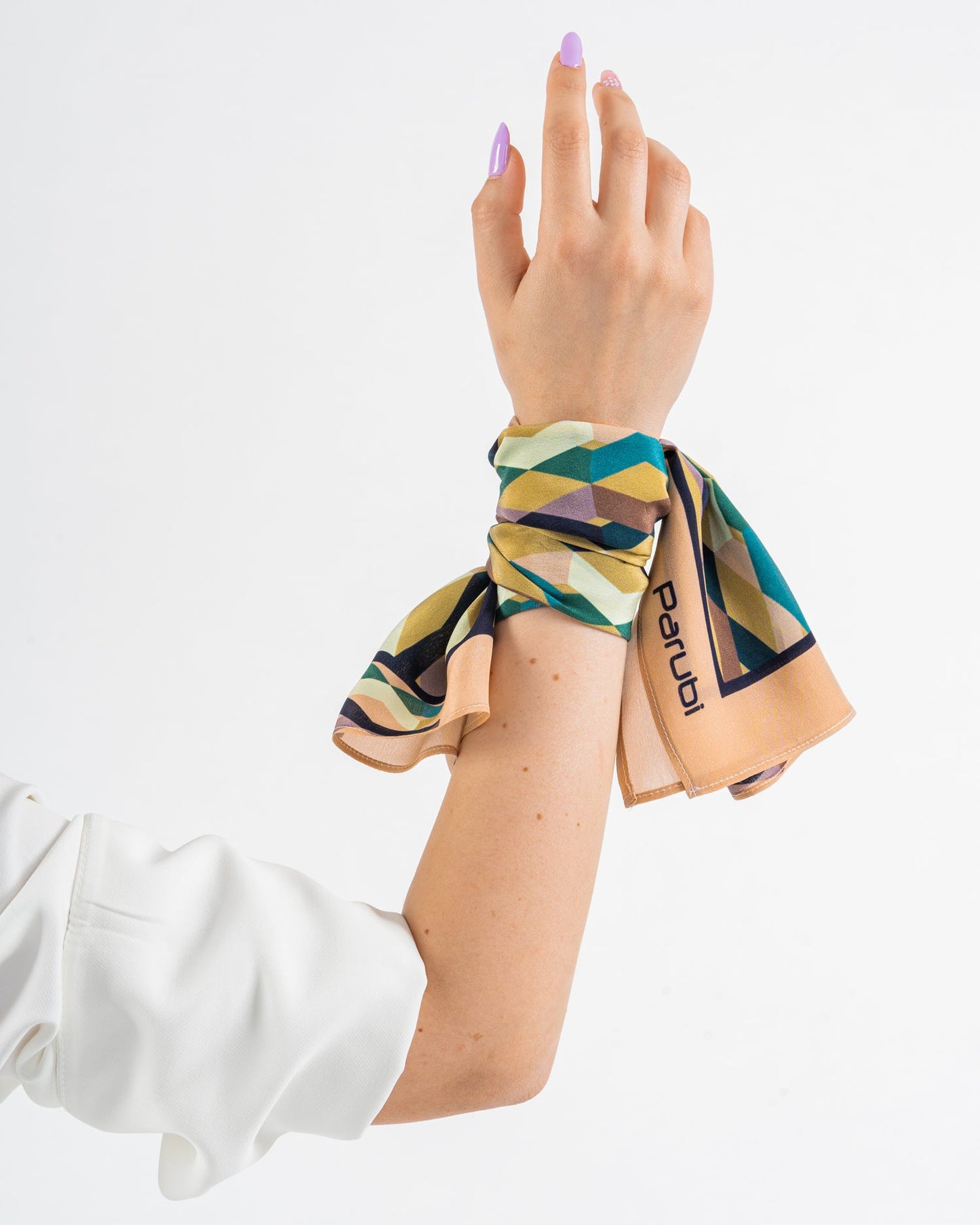 Foulard Donna, 100% Seta, Made in Italy, Rettangolare 40x90, Stile Geometrico