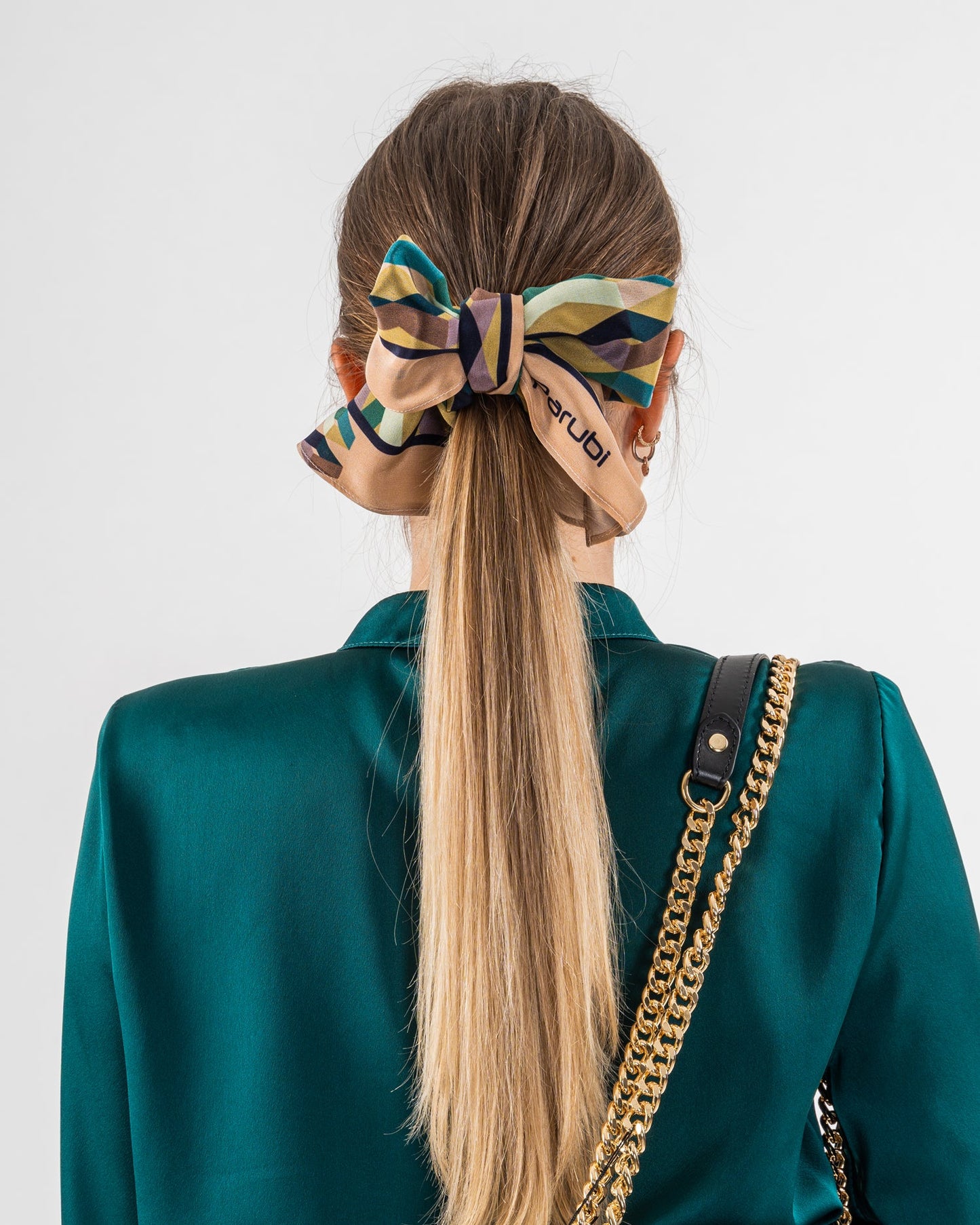 Foulard Donna, 100% Seta, Made in Italy, Rettangolare 40x90, Stile Geometrico