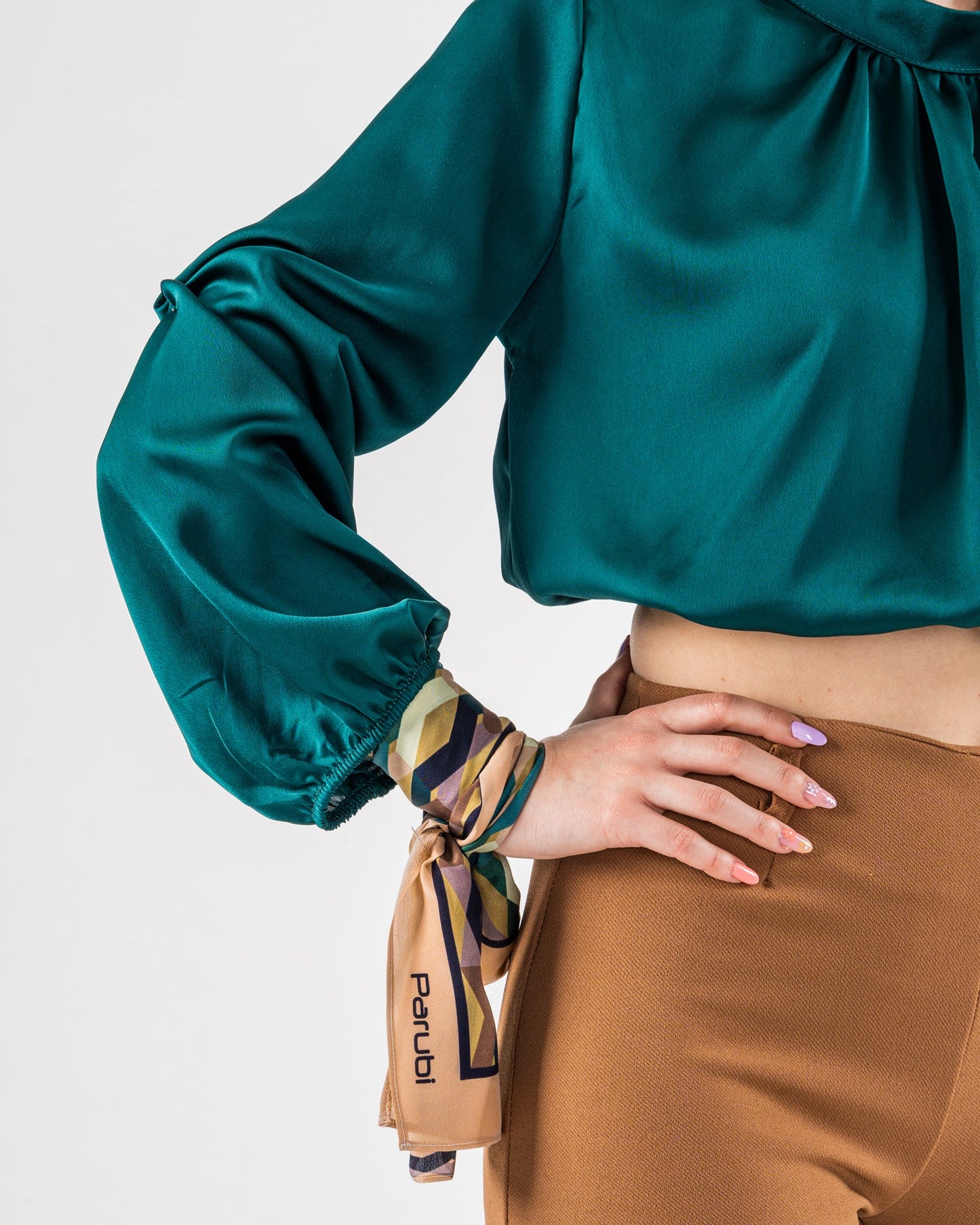 Foulard Donna, 100% Seta, Made in Italy, Rettangolare 40x90, Stile Geometrico