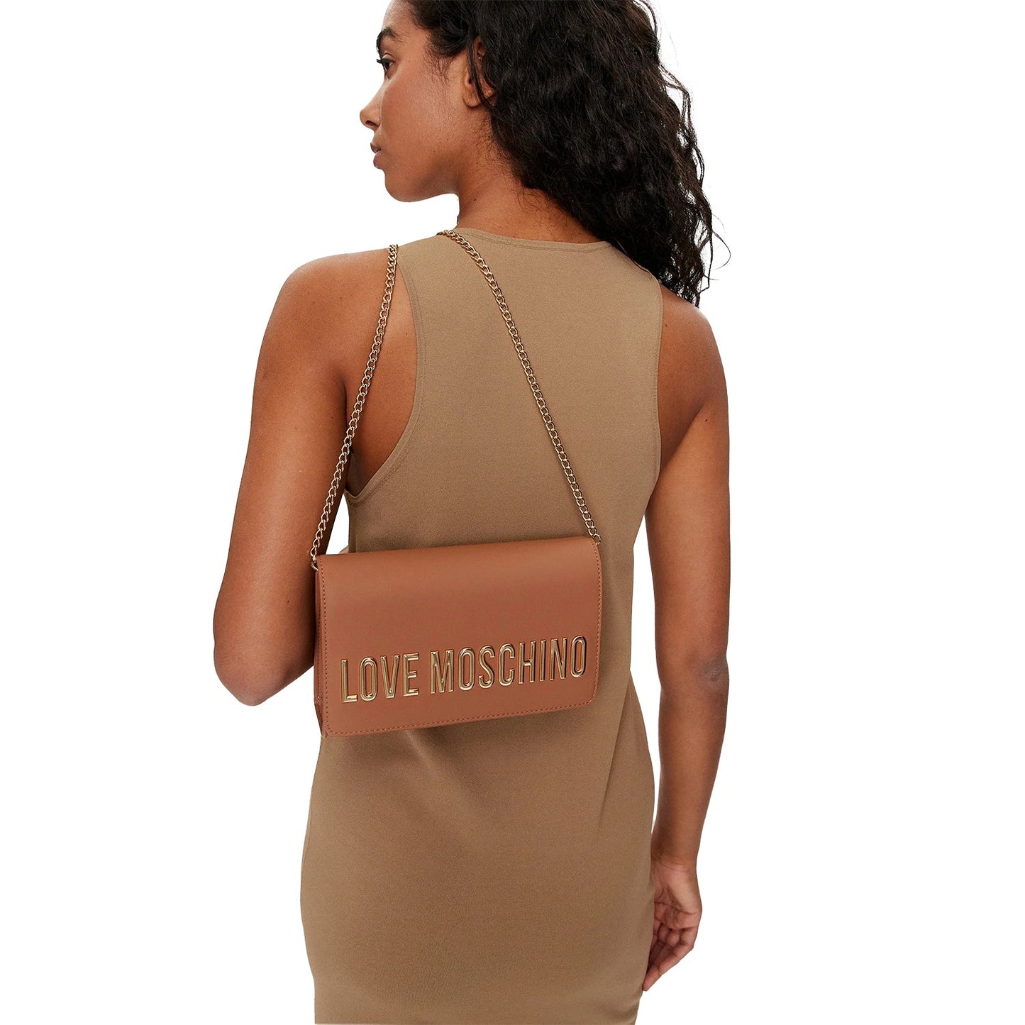 Borsa Donna Love Moschino con Tracolla a Catena e Logo Gold