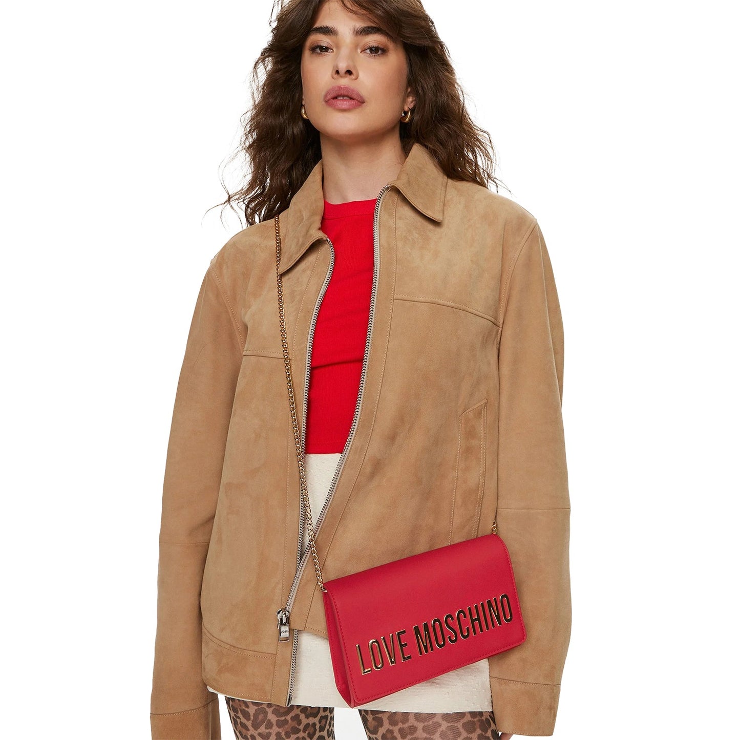 Borsa Donna Love Moschino con Tracolla a Catena e Logo Gold