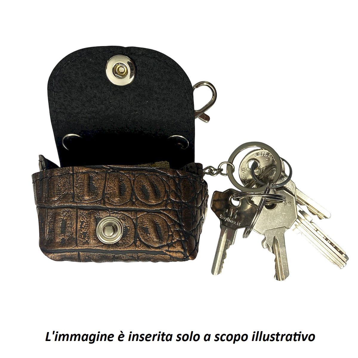 Micro bag nero satinato - micro borsa Portachiavi Charm in PVC
