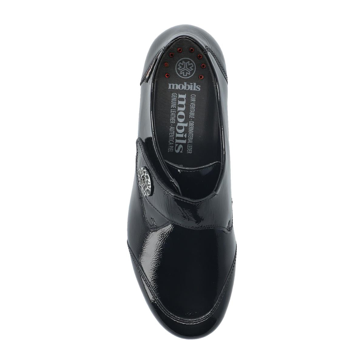 MOBILS by Mephisto BRANDA VERNIS FRIPE 1014N/NAPLACK 00 BLACK – Scarpe donna in pelle con plantare estraibile