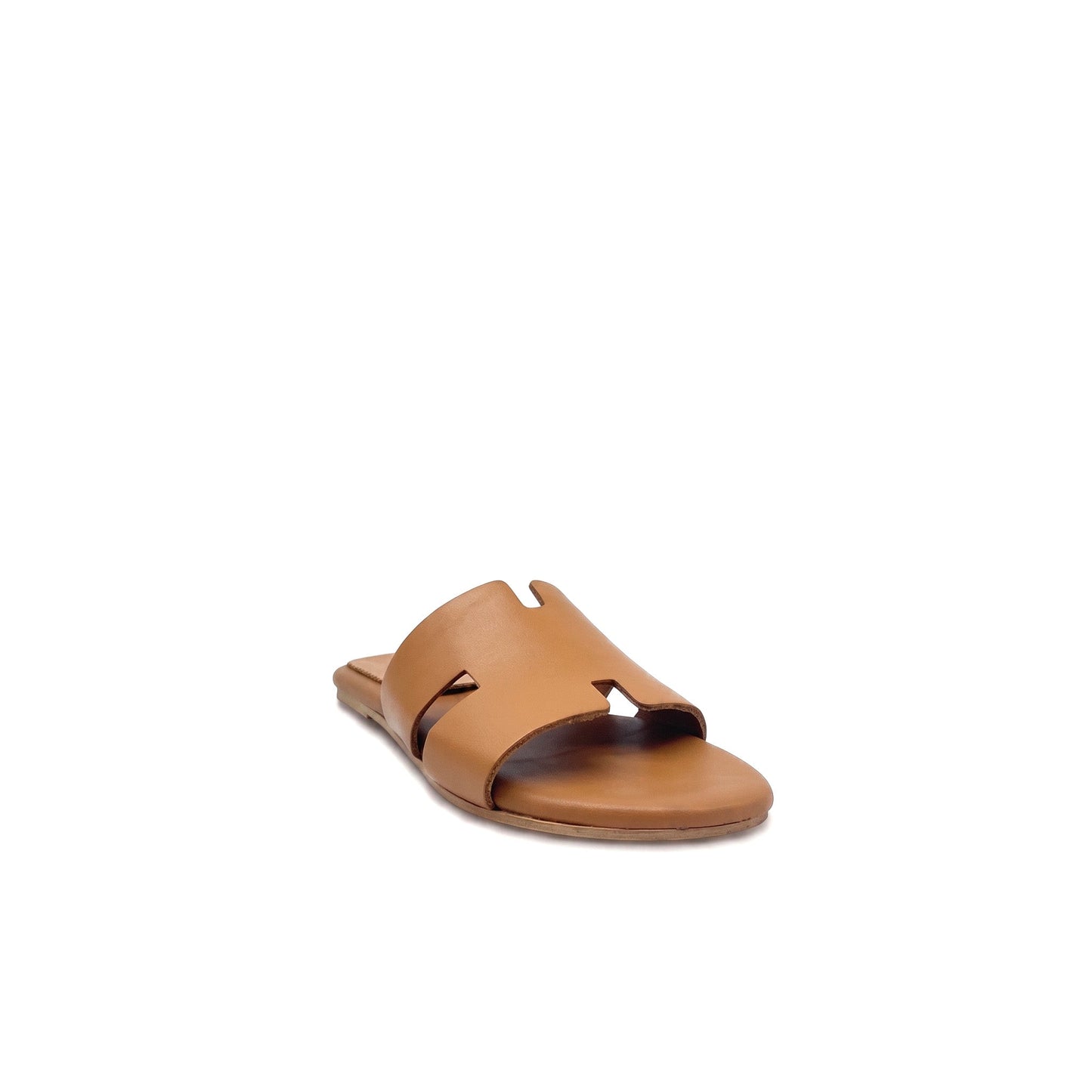 PUGLIA - Sandali a Ciabatta ad H In Vera Pelle cuoio Donna Made in Italy