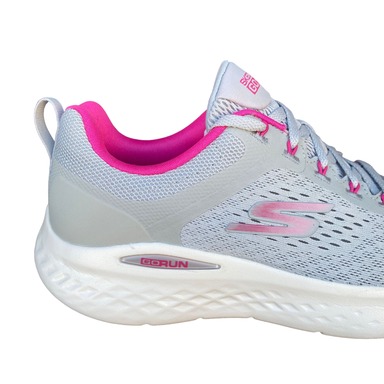 Skechers Go Run Lite 129423-GYPK Grey Pink Scarpa Running Donna Vegana Sostenibile Lavabile