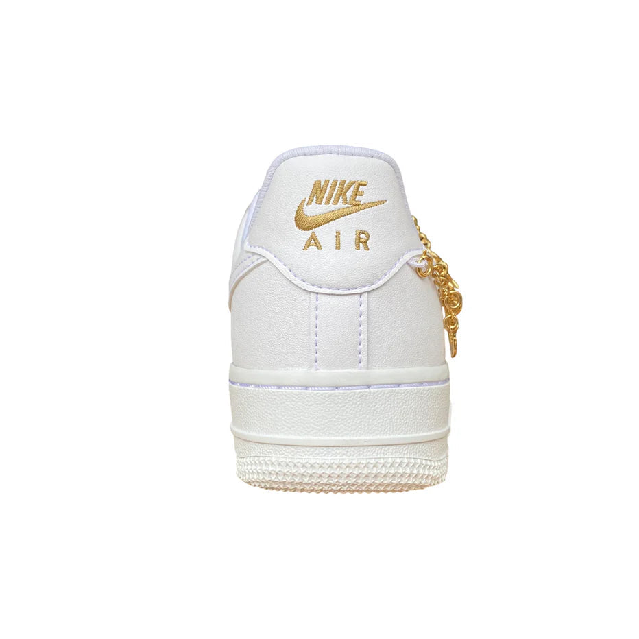 Nike Air Force 1 LX DD1525-100 Bianco Oro Donna Sneakers Catena Pelle Premium