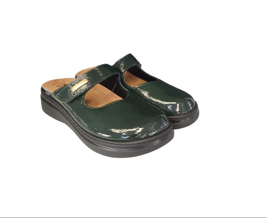 Ciabatta zeppa bassa Susimoda da donna in vernice verde 6405
