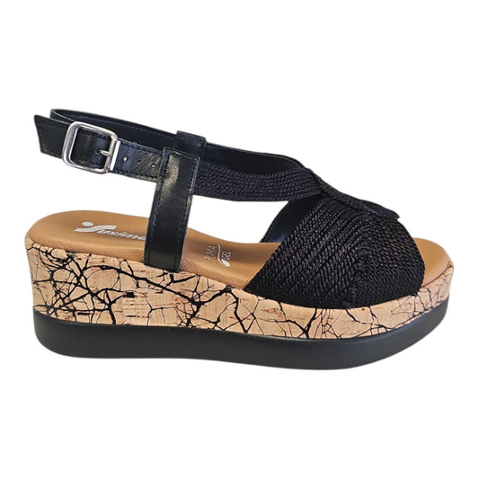 Susimoda Sandalo Nero con Fasce in Tessuto 2457