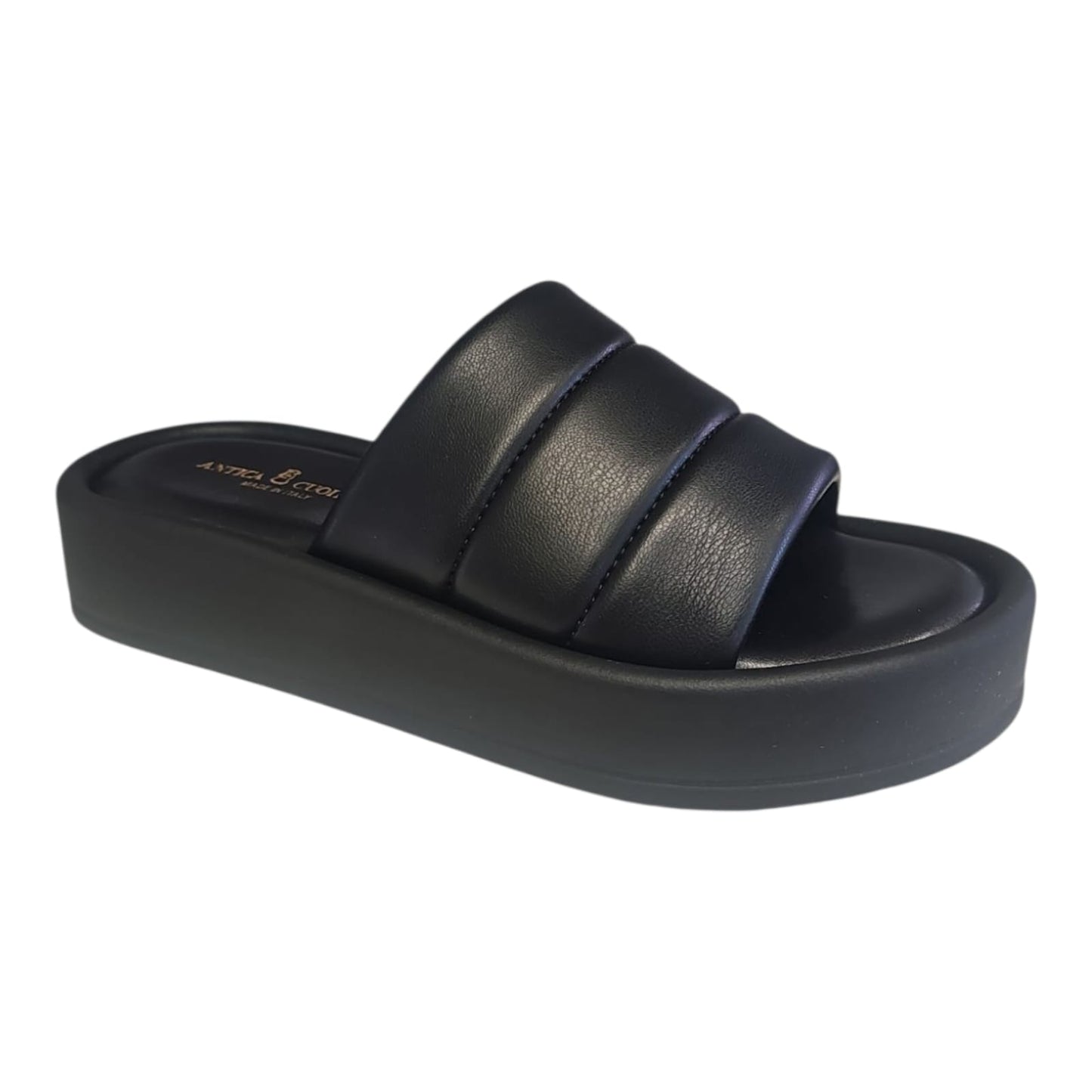 Antica Cuoieria Sandalo slider in pelle donna art.23021 nero
