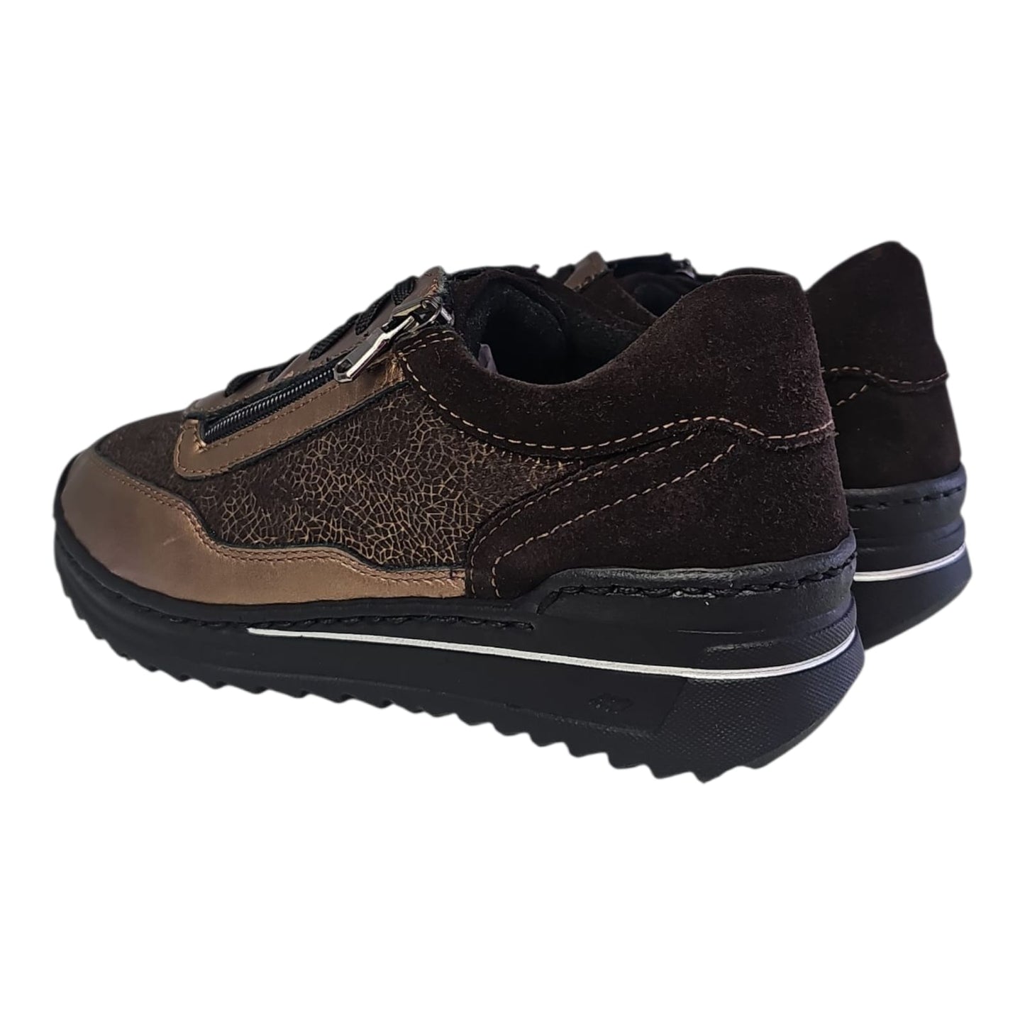 STILEDIVITA Sneakers con Lacci  e Zip Donna Art. 9133 in pelle bronzo e perlato Ottone