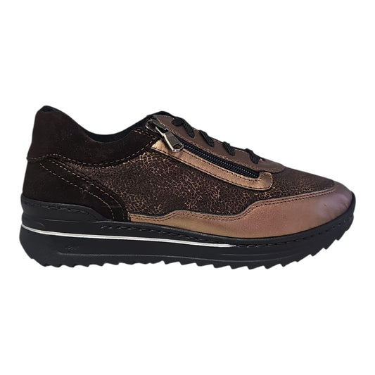 STILEDIVITA Sneakers con Lacci  e Zip Donna Art. 9133 in pelle bronzo e perlato Ottone