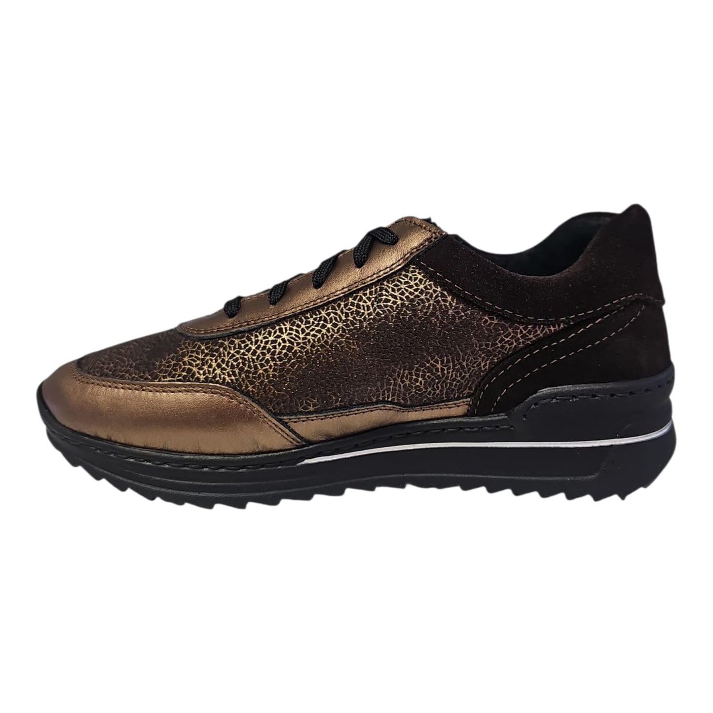 STILEDIVITA Sneakers con Lacci  e Zip Donna Art. 9133 in pelle bronzo e perlato Ottone